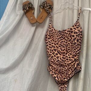 Leopard Print One-Piece Swimsuit - Brown Animal Print